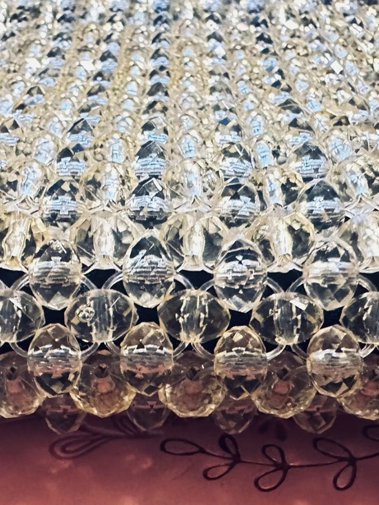 Vintage Crystal Fishnet Mesh Clutch Champagne Beaded Evening Bag Wedding Bridal - Picture 6 of 12